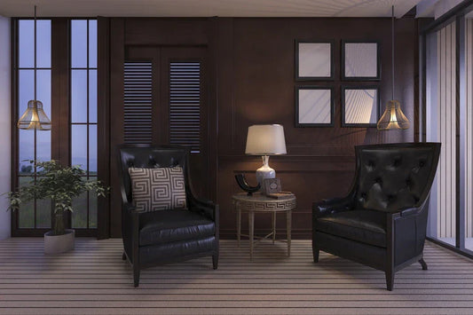 dark sofa in elegant interior