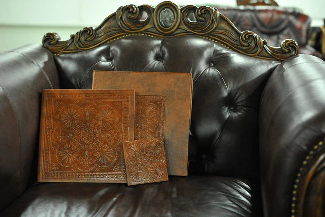 brown leather wedding photo book