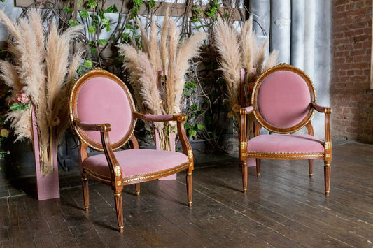 dining chair with pink cushion