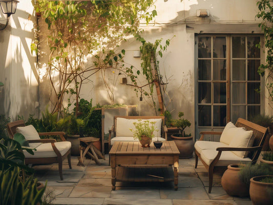 table and chair on patio