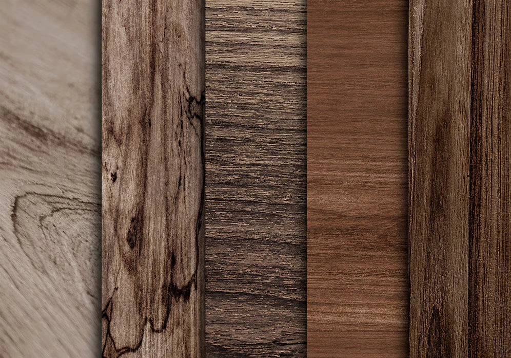 Various wood grain textures in different tones