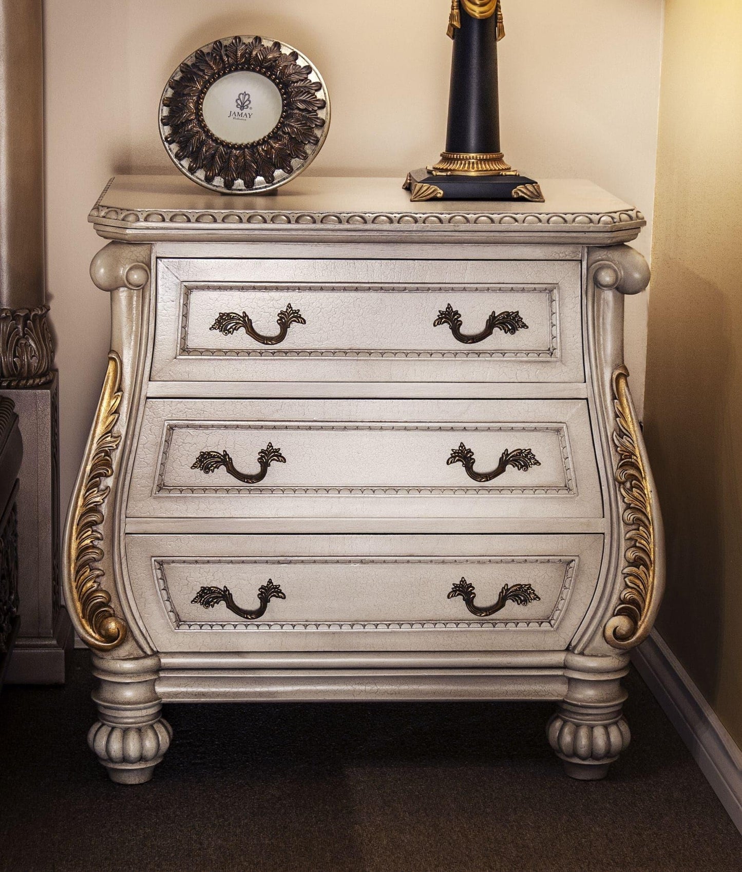 CARVED POMPEII STYLE NIGHTSTAND - House of Chippendale