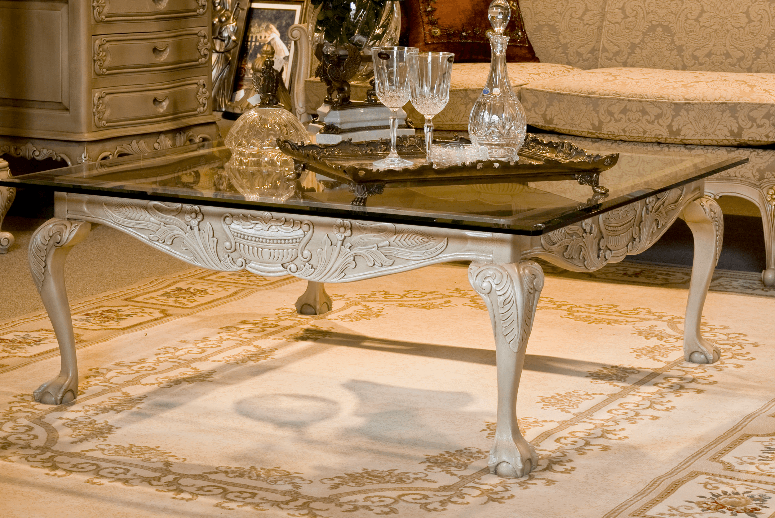 CHIPPENDALE GLASS TOP COCKTAIL TABLE House of Chippendale