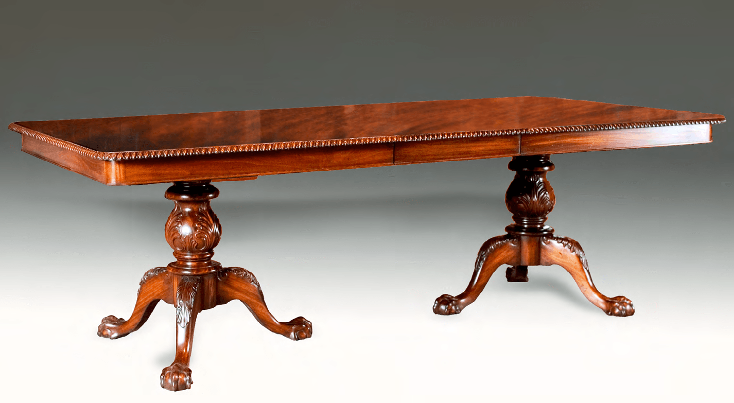 CHIPPENDALE PEDESTAL DINING TABLE WITH TWO LEAVES - House of Chippendale