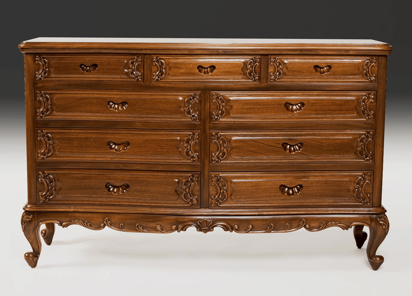 SERPENTINE NINE DRAWER DRESSER - House of Chippendale