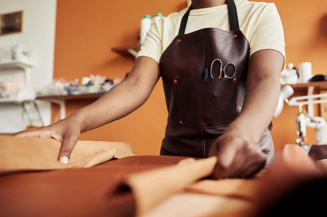 artisan woking with genuine leather