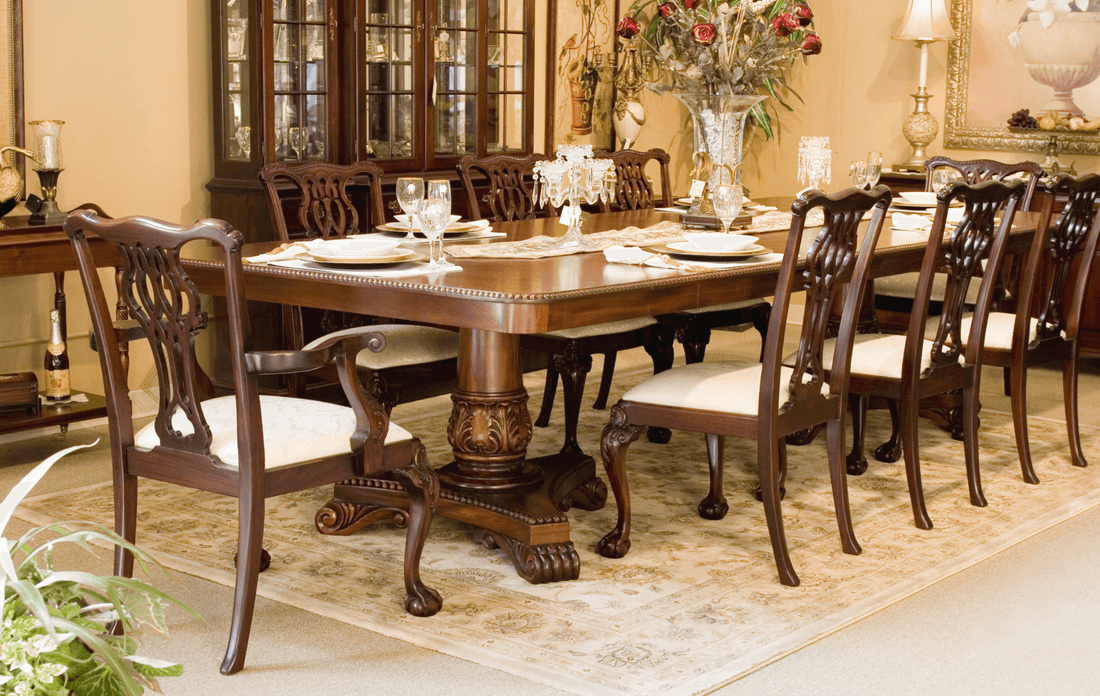 double pedestal  empire style dining table