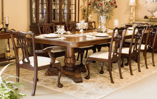 double pedestal  empire style dining table