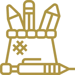 Golden mechanical device logo - House of Chippendale