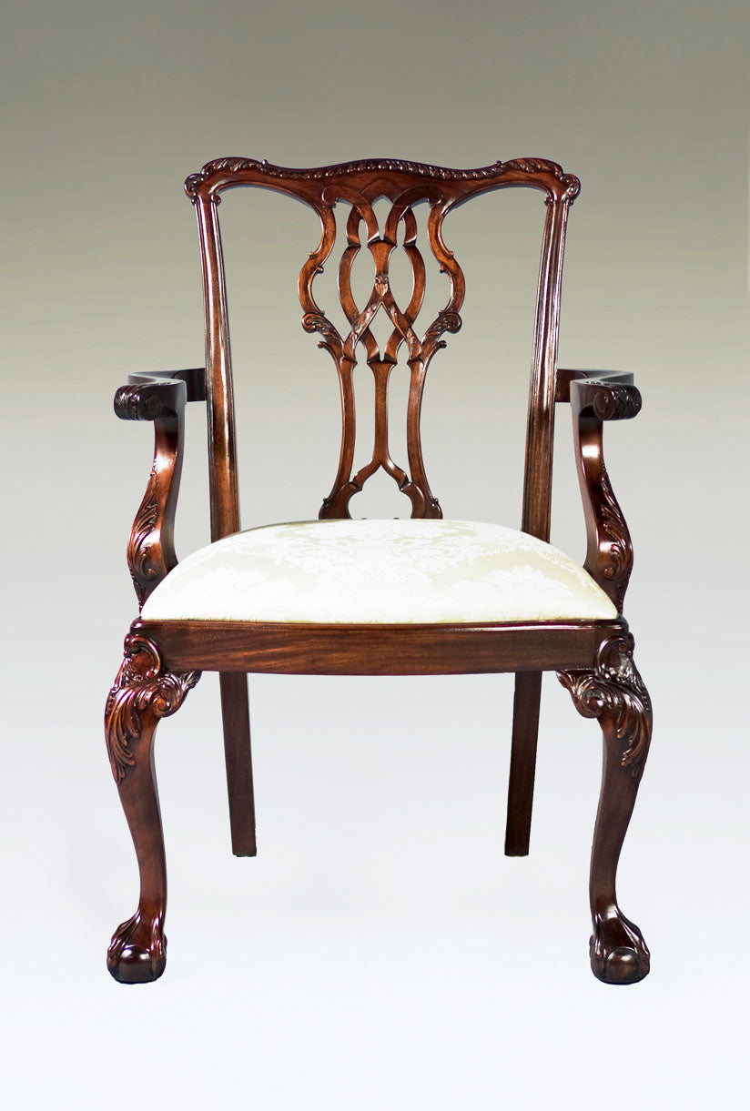 CARVED WESTMINSTER CHIPPENDALE ARM CHAIR