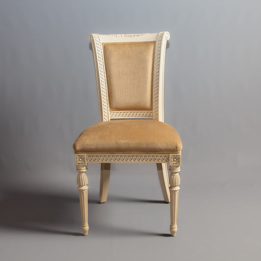 Perspective view highlighting the chair's armrest and side panel.