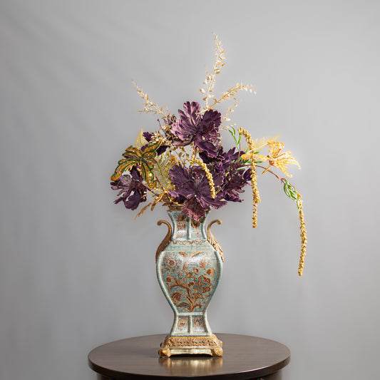 PORCELAIN BRASS FLOWER VASE