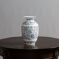 Blue and white ceramic porcelain with floral pattern