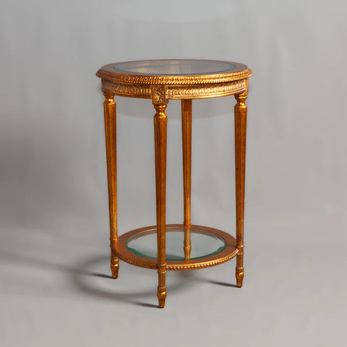 Gilded two-tier round glass table - House of Chippendale