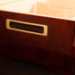 Close-up of the lid of the Mahogany Walnut Humidor, emphasizing its craftsmanship.