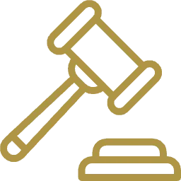 Golden gavel and sound block logo - House of Chippendale