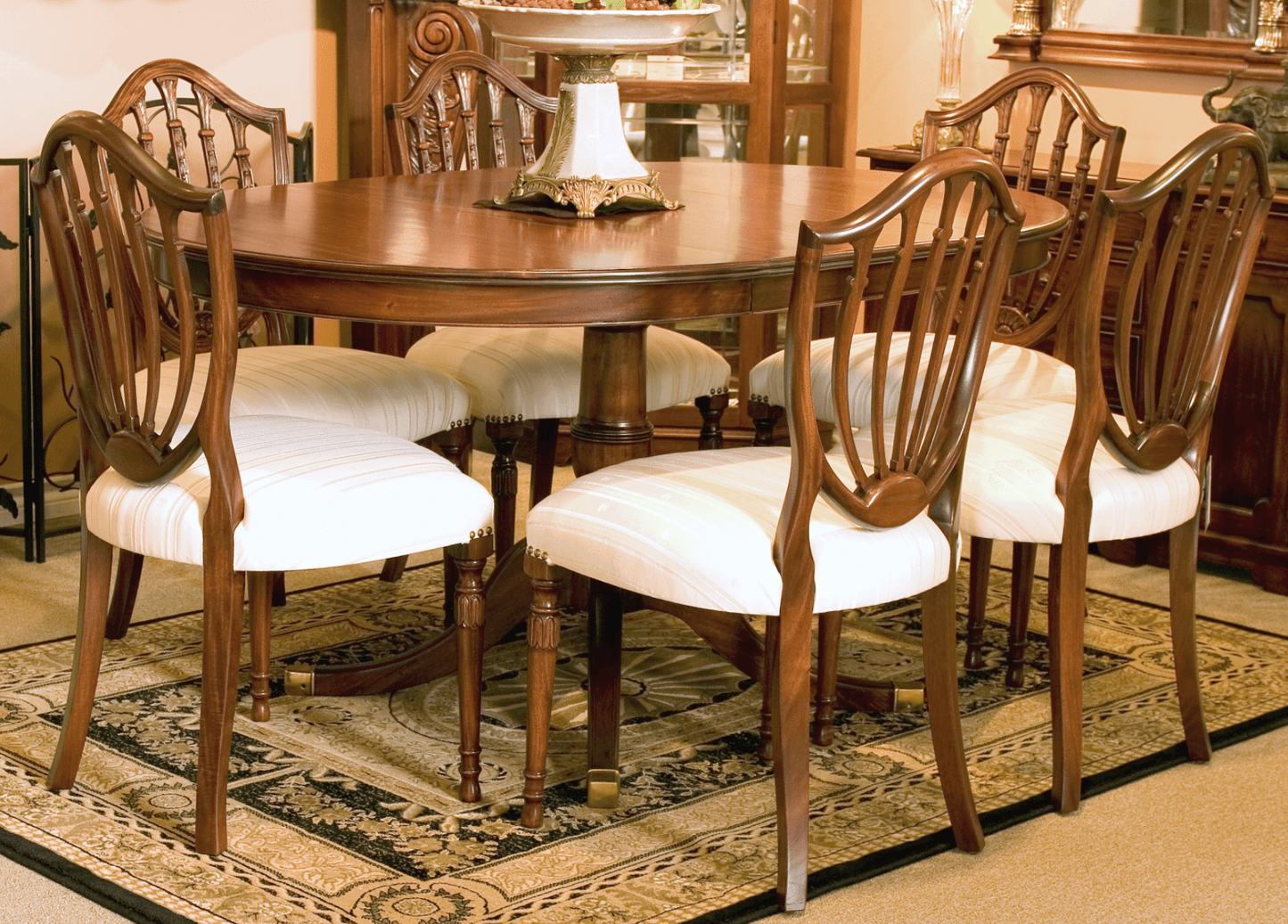 CUSTOM SHERATON STYLE OVAL TABLE WITH CARVED EDGE - House of Chippendale