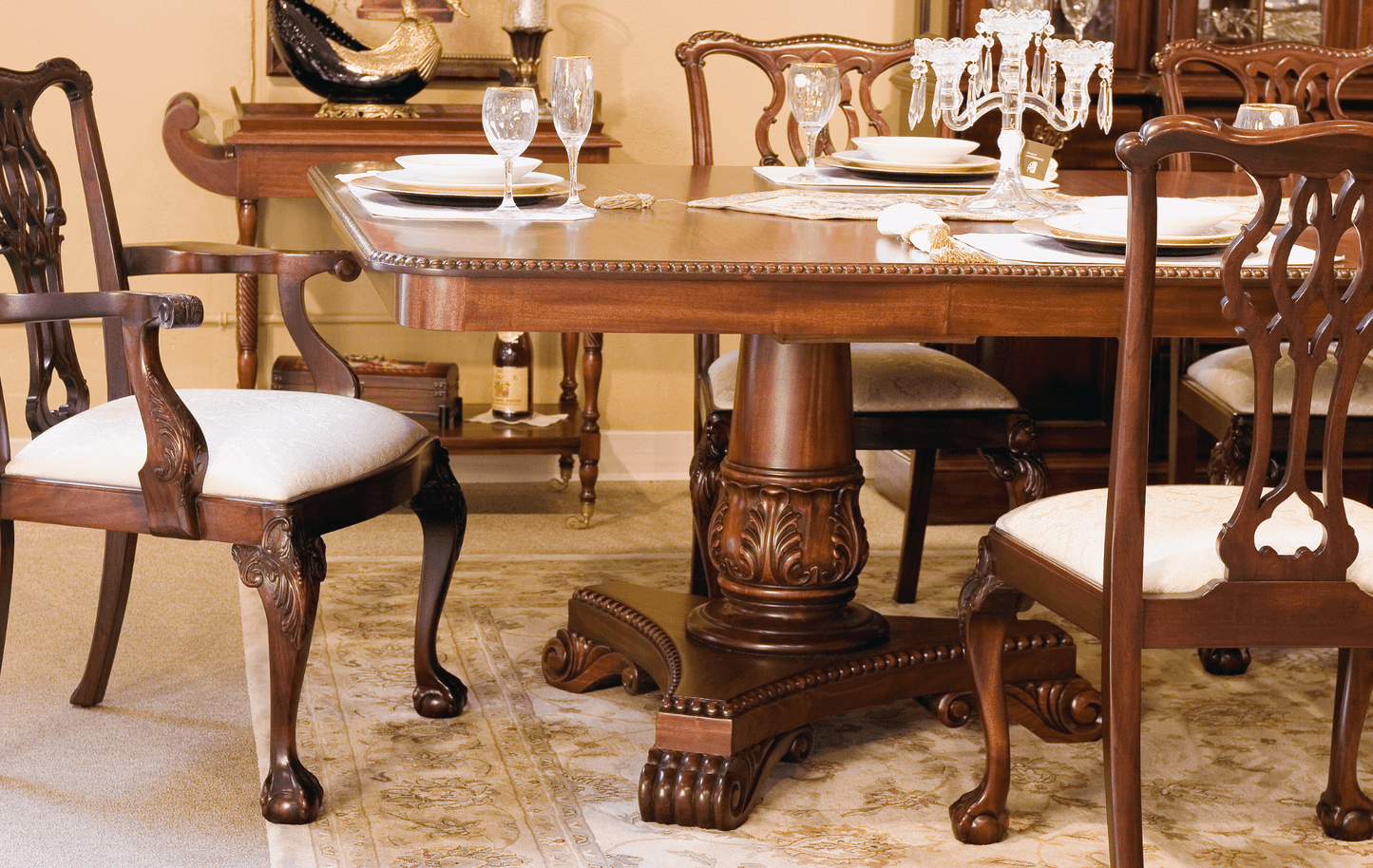 DOUBLE PEDESTAL EMPIRE STYLE DINING TABLE - House of Chippendale
