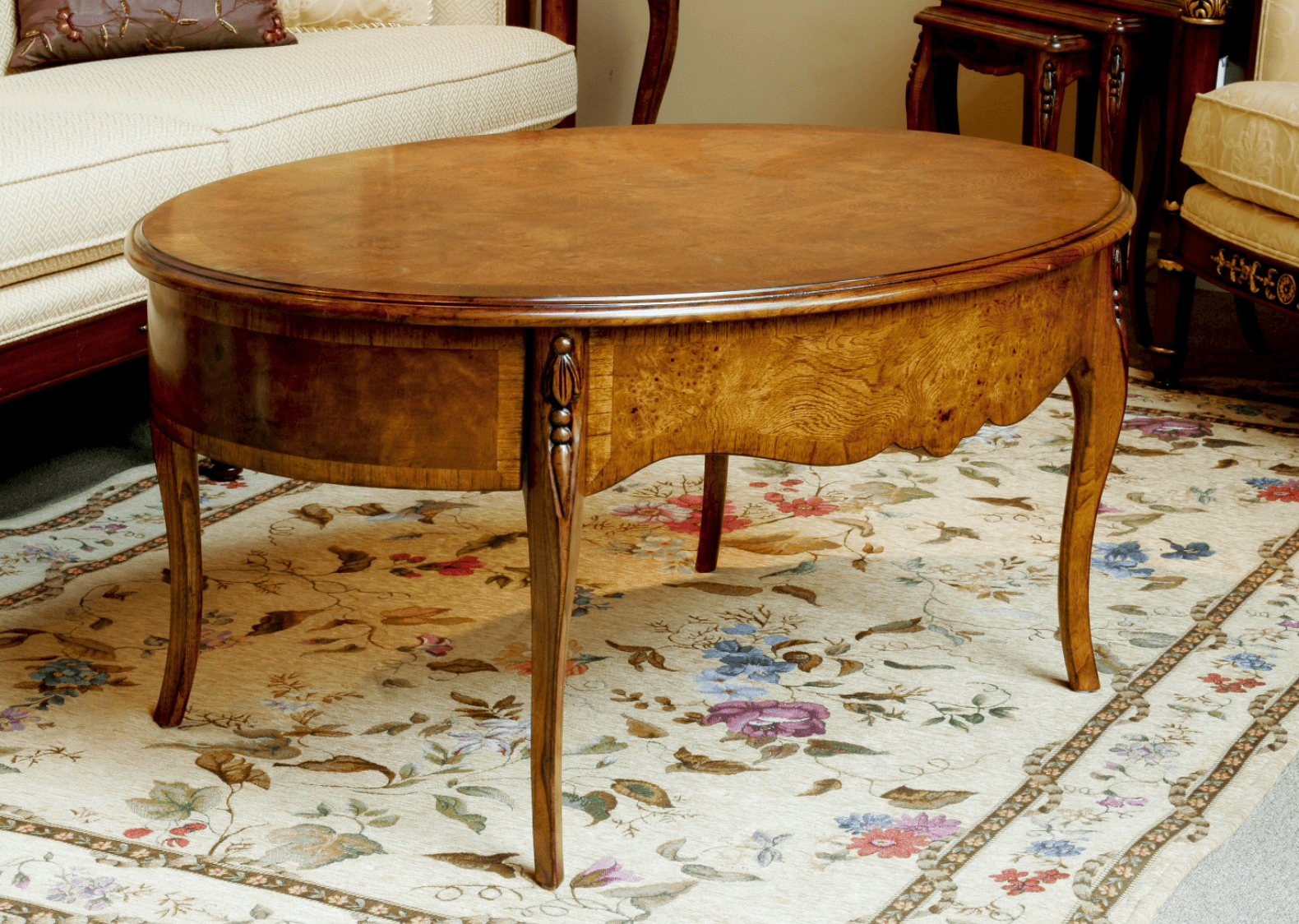 LOUIS XV TRANSITIONAL OVAL COCKTAIL TABLE 2-DRAWER - House of Chippendale