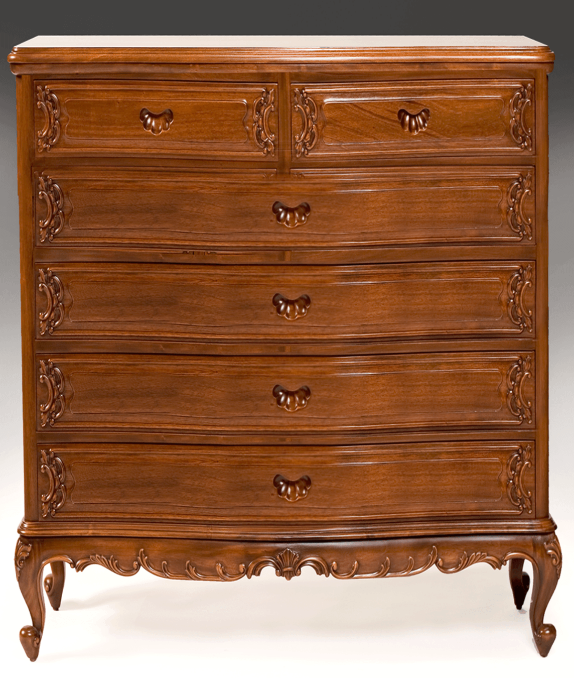 SIX DRAWER SERPENTNE HIGH CHEST - House of Chippendale