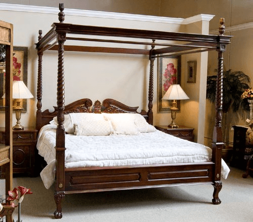CARVED FRENCH FOUR POSTER BED WIN CANOPY - House of Chippendale