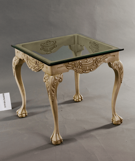 CHIPPENDALE STYLE GLASS TOP END TABLE - House of Chippendale