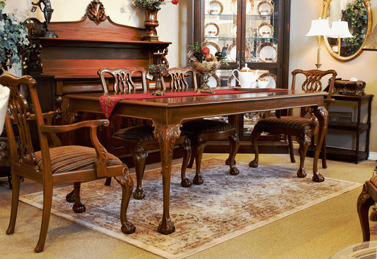 CHIPPENDALE STYLE SOLID WOOD DINING TABLE WITH TWO LEAVES - House of Chippendale
