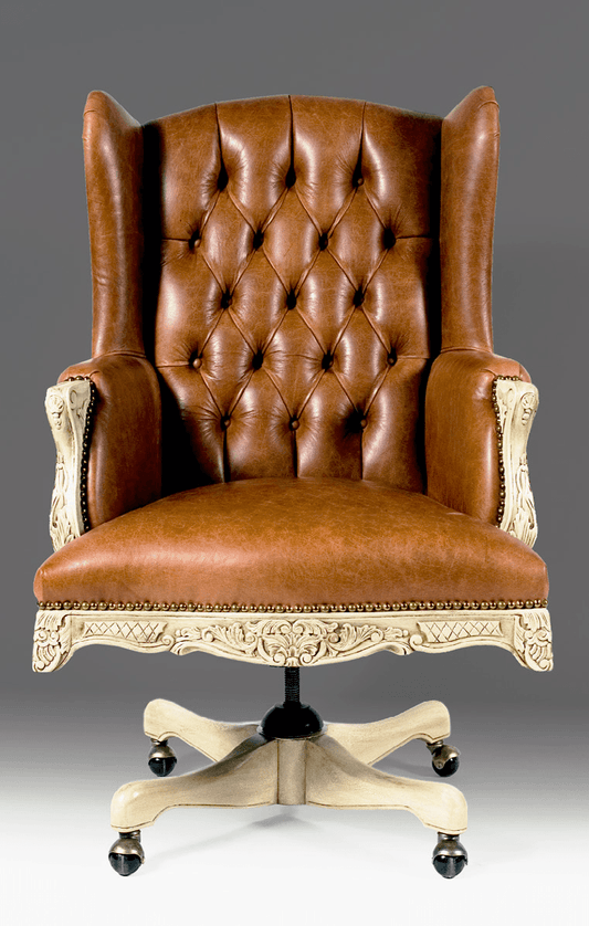 LOUIS XV LEATHER WING BACK CHAIR - House of Chippendale