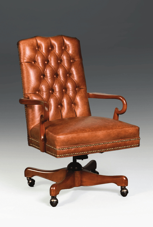 QUEEN ANNE STYLE LEATHER DESK CHAIR - House of Chippendale