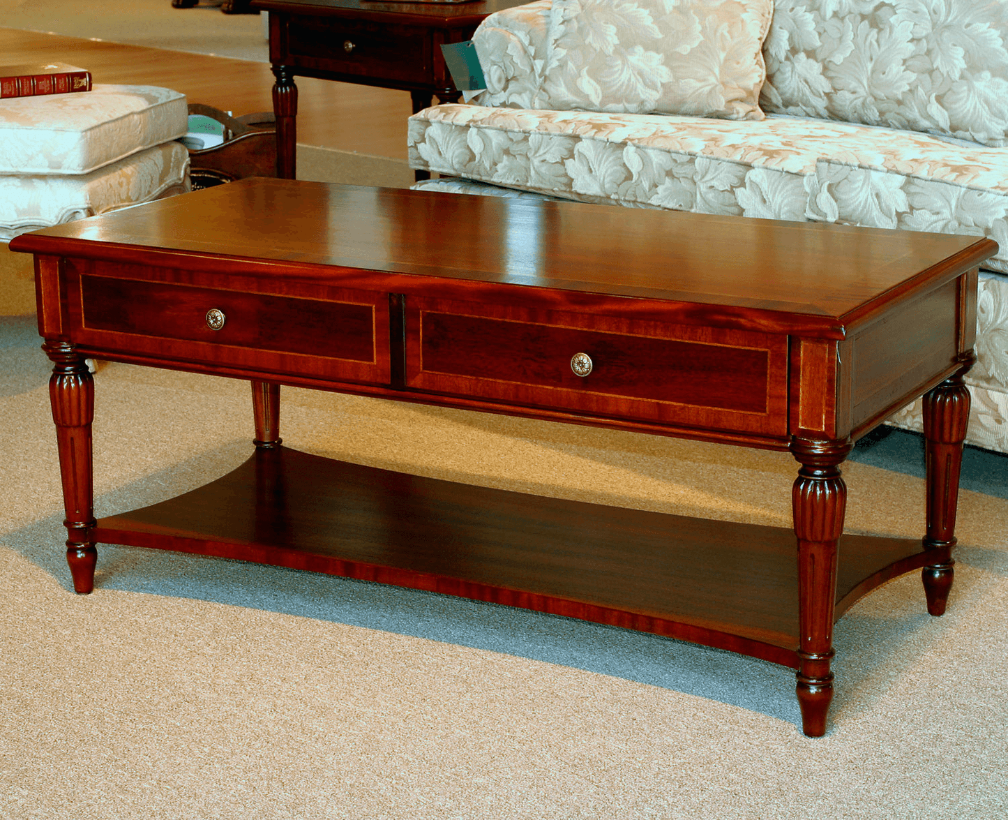RECTANGULAR LOUIS XVI COFFEE TABLE WITH BEADED EDGE - House of Chippendale