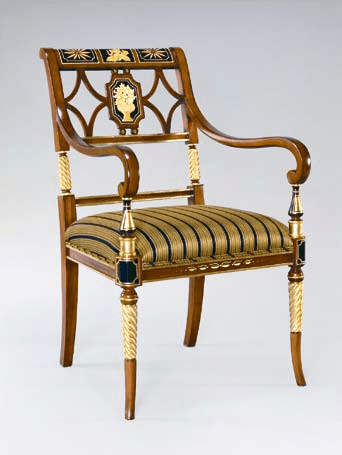 REGENCY STYLE HAND PAINTED ARM CHAIR - House of Chippendale